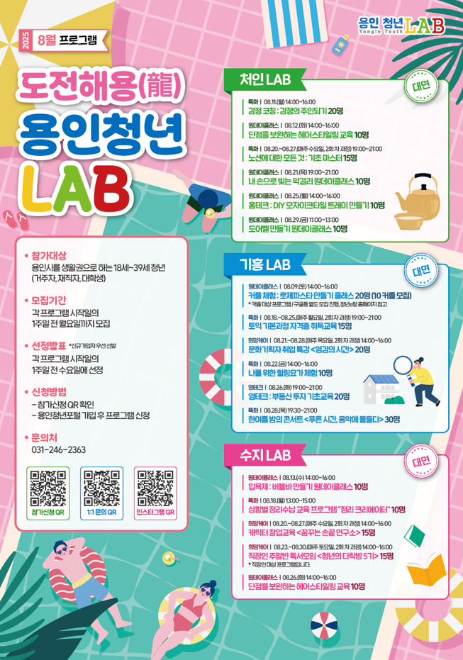 용인청년LAB 8월 프로그램 참가자 모집